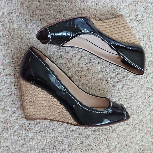 Prada Black patent leather Wedge Heels size 7.5 - Picture 4 of 7